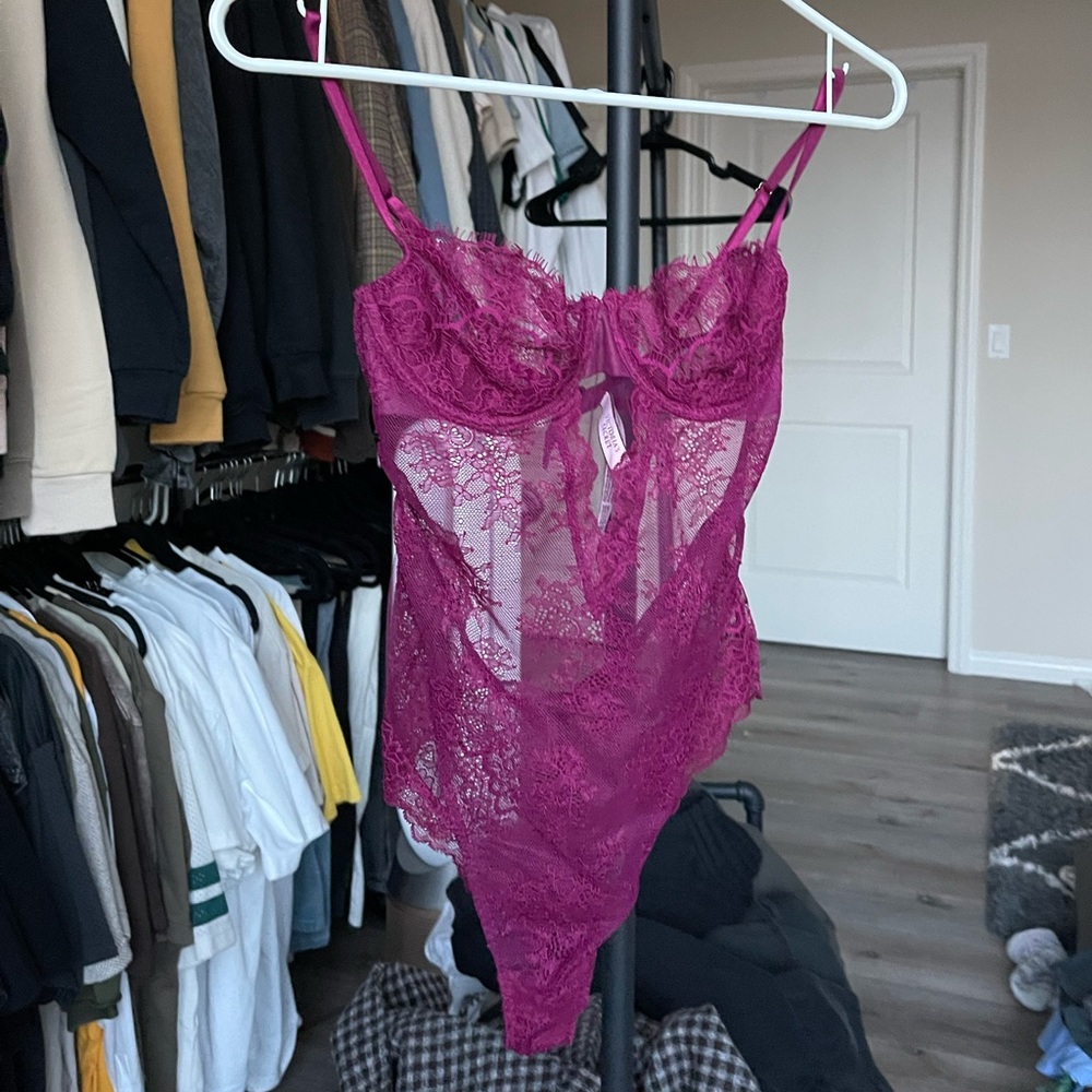 Victoria's Secret Deep Purple Lace Bodysuit